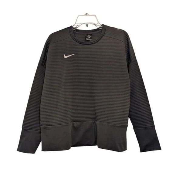 WOMEN'S NIKE Dark Grey RIBBED PULLOVER SWEATSHIRT MEDIUM - Picture 1 of 5